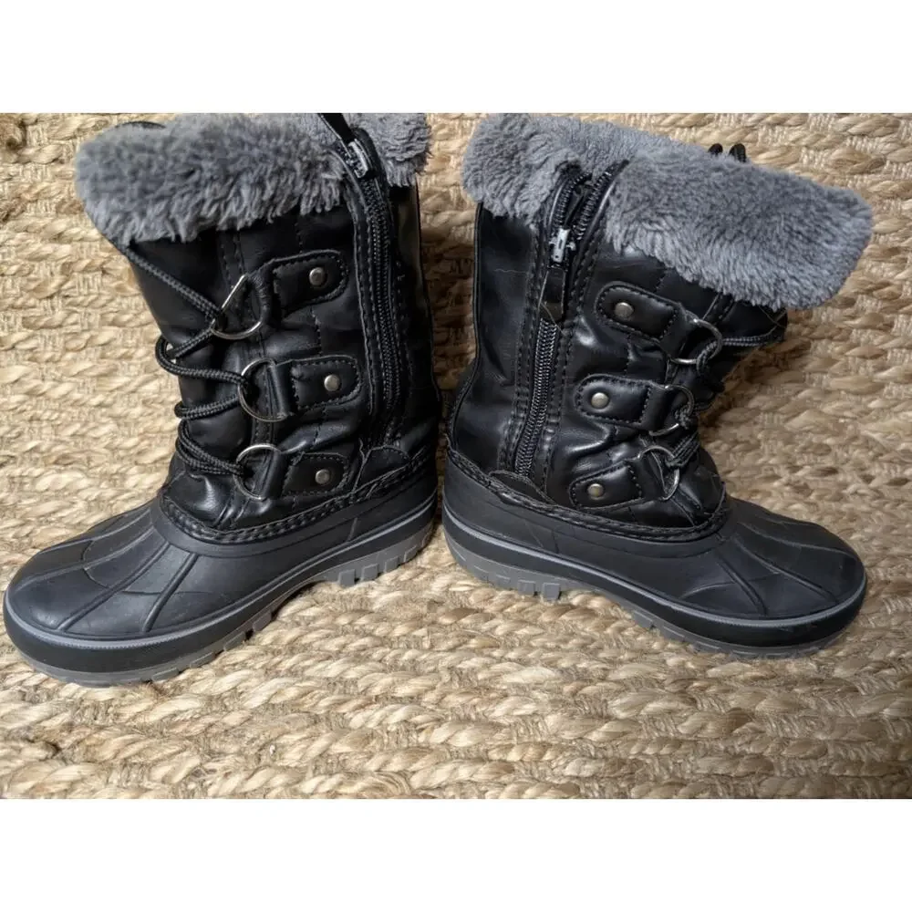Dream Pairs Forester Girls Winter Insulated Snow Boots Black Size 10 Fuzzy Fur